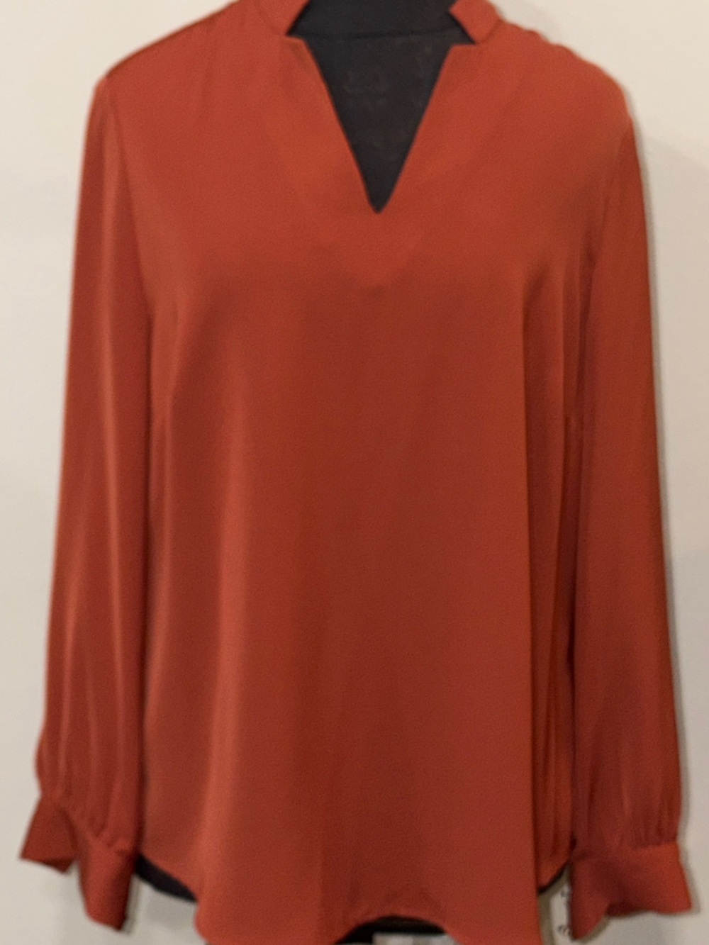 Chico's Burnt Orange V-Neck Long Sleeve Blouse